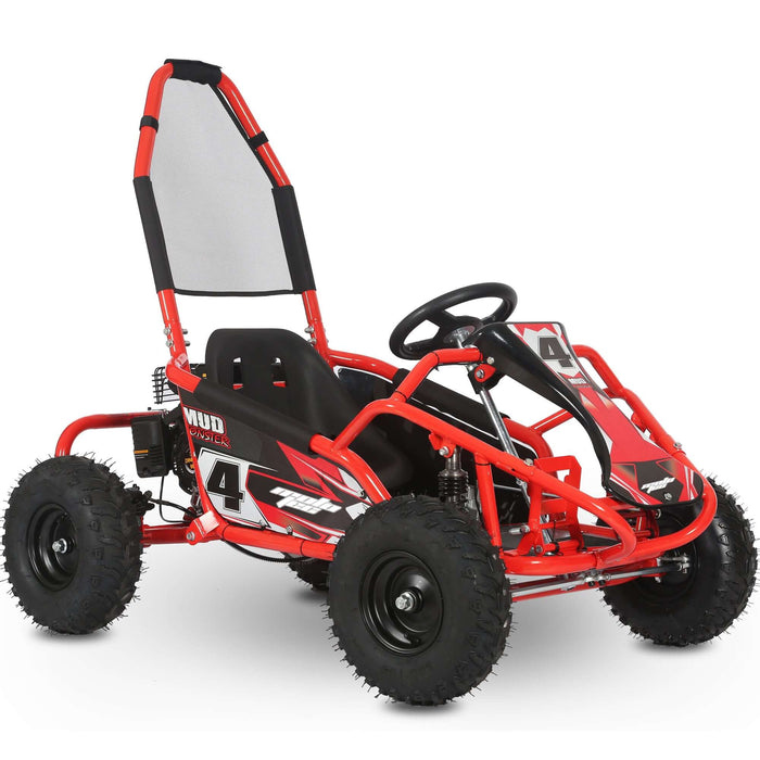 MotoTec Mud Monster Kids Gas Powered 98cc Go Kart Full Suspension Red