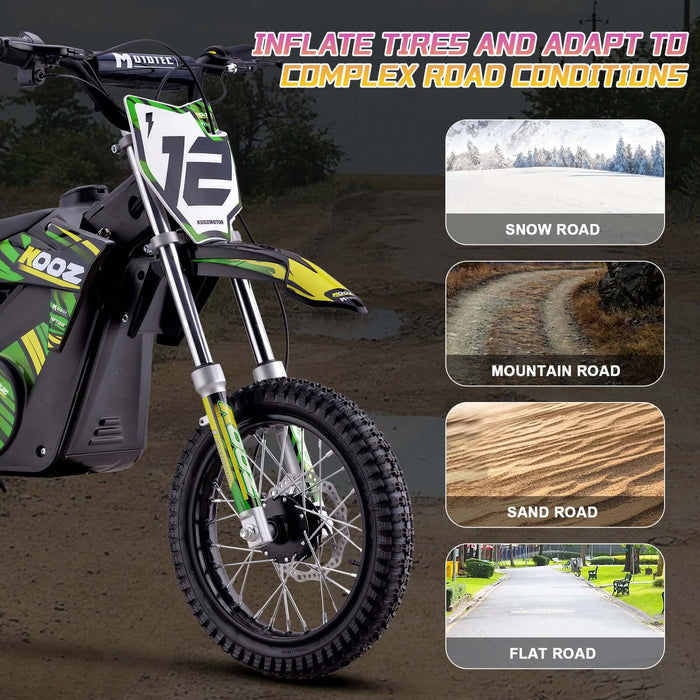 MotoTec 36v 1000w (HP112E) Electric Dirt Bike Green