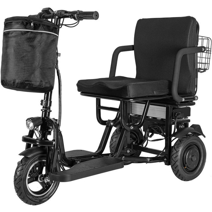 MotoTec - Folding Mobility Electric Trike 48v 700w Dual Motor Lithium Black