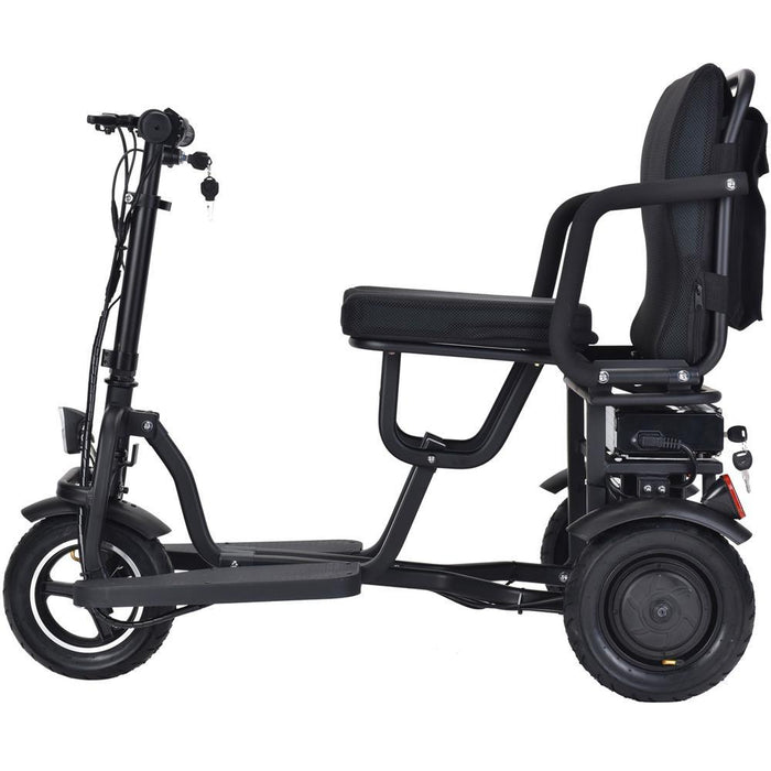 MotoTec - Folding Mobility Electric Trike 48v 700w Dual Motor Lithium Black