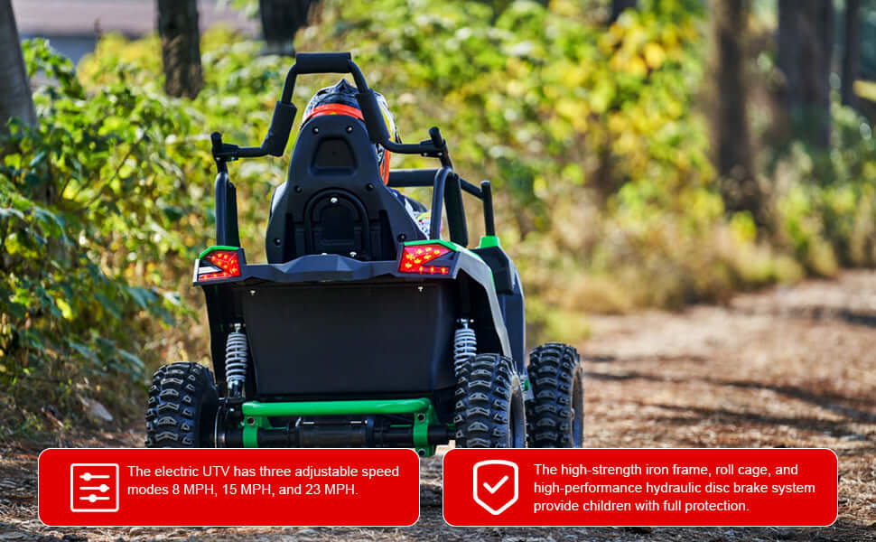 MotoTec Raider Kids UTV 48v 1200w Full Suspension Green