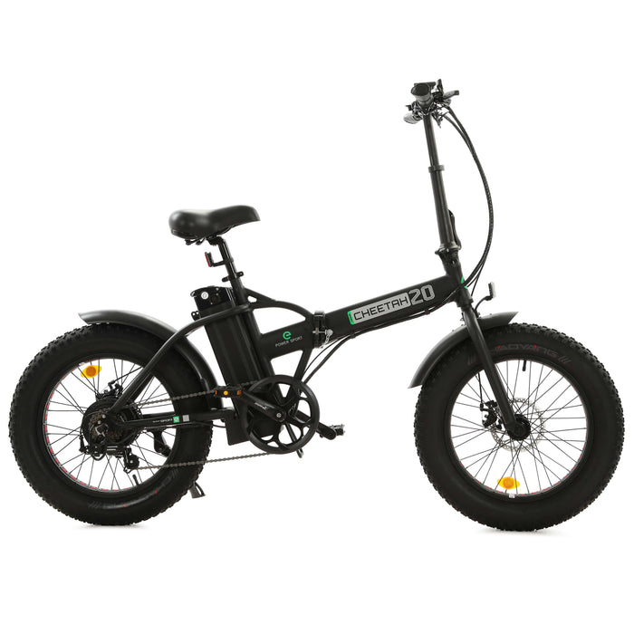 Ecotric Matt Black 48V portable and folding fat ebike with LCD display